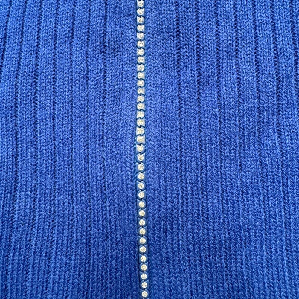 Bright Quacker Factory Womens Size M Blue Sparkle Diamond Full Zip Jacket Long S - Picture 5 of 9